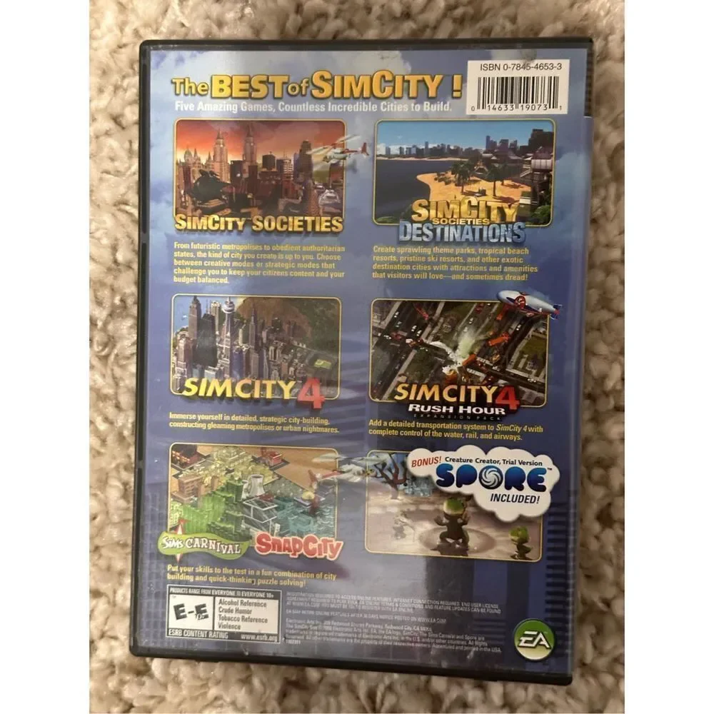 Nice 2008 The SimCity Box - PC - 4 Disk Set Used Condition